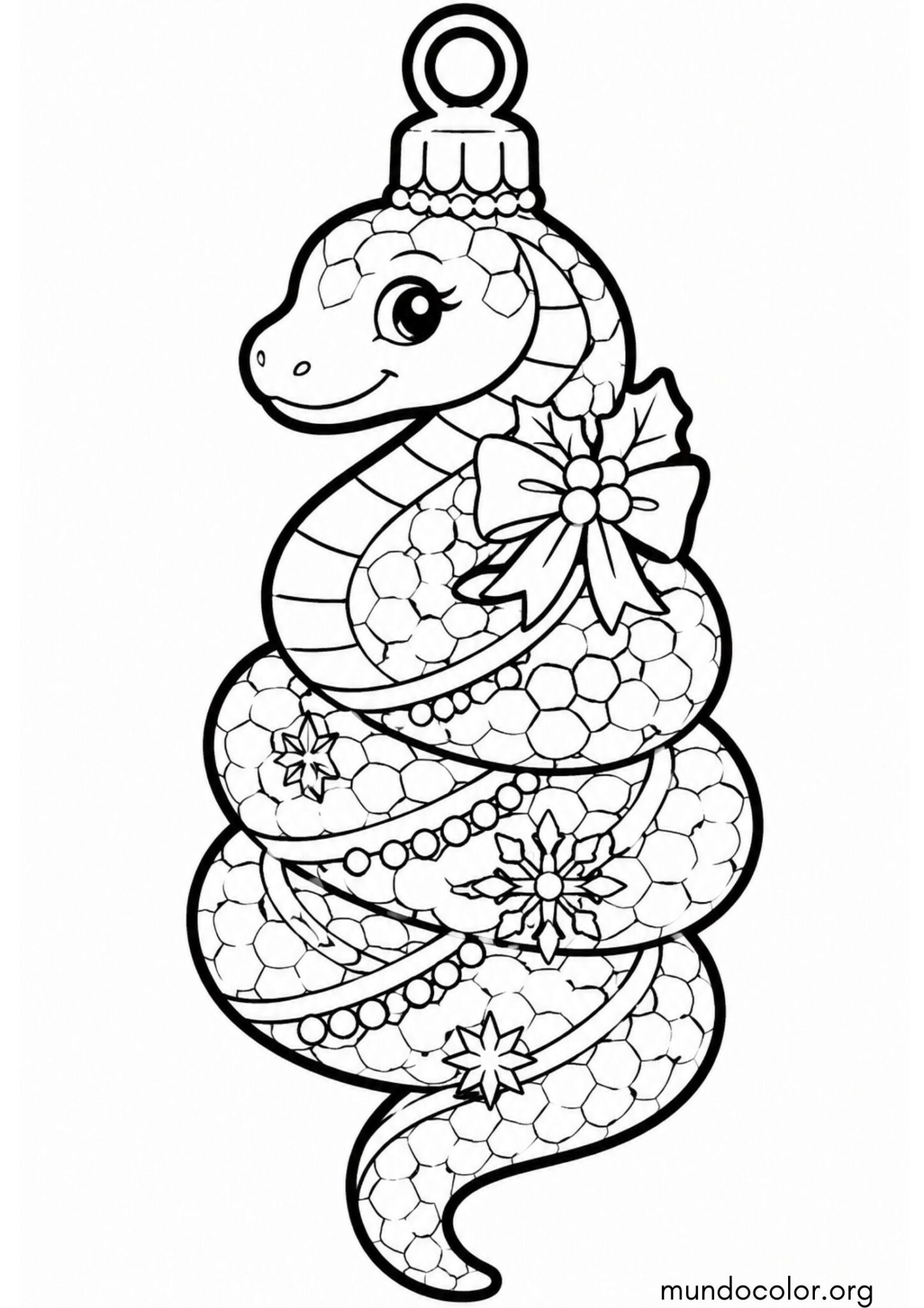 Dibujo de Adorno navideño con forma de serpiente para colorear