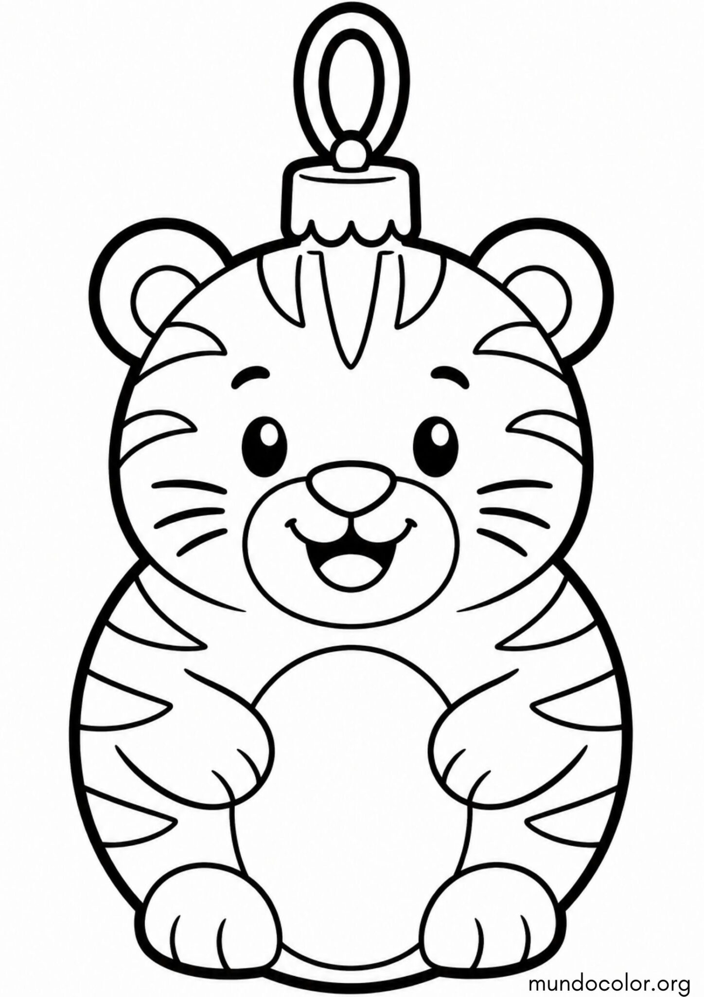 Dibujo de Adorno navideño con forma de tigre para colorear