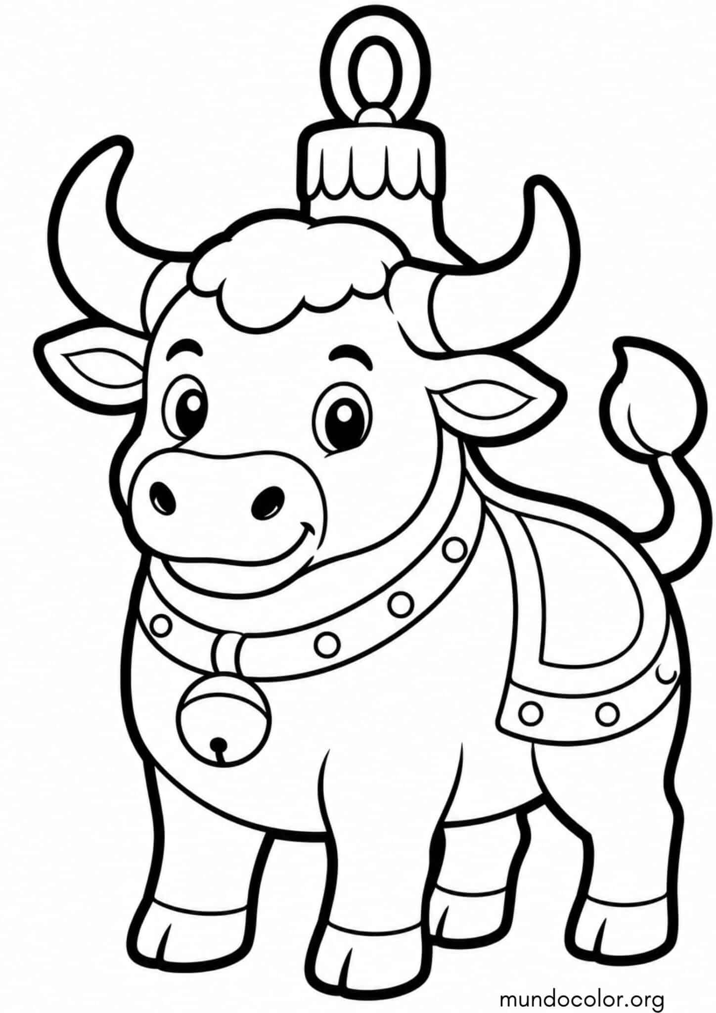 Dibujo de Adorno navideño con forma de toro para colorear