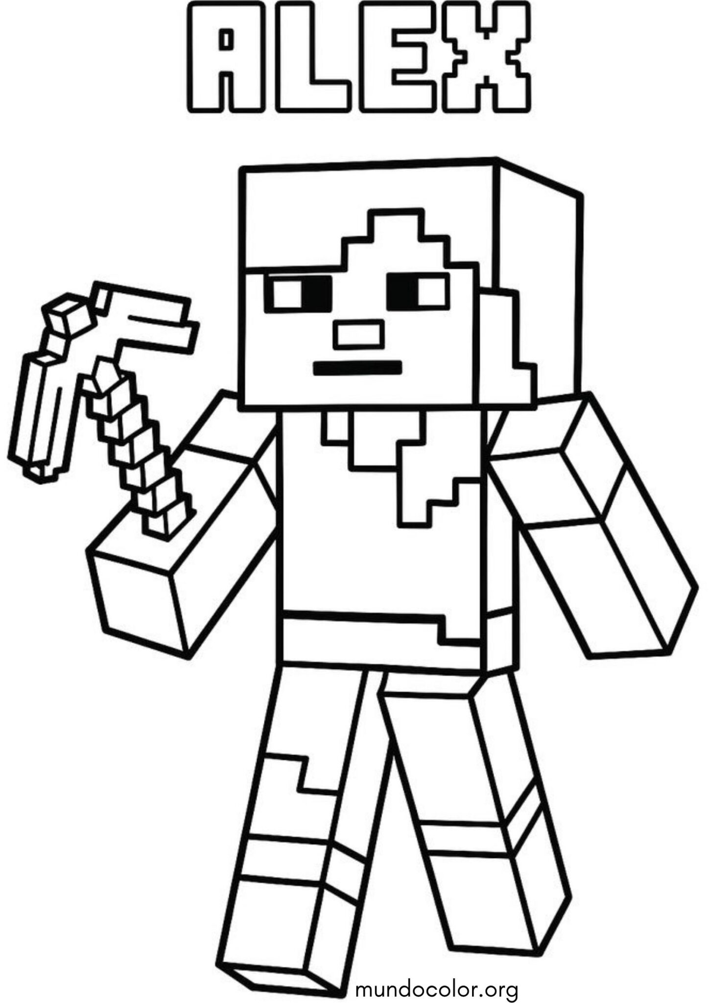 Dibujo de Alex de Minecraft para colorear