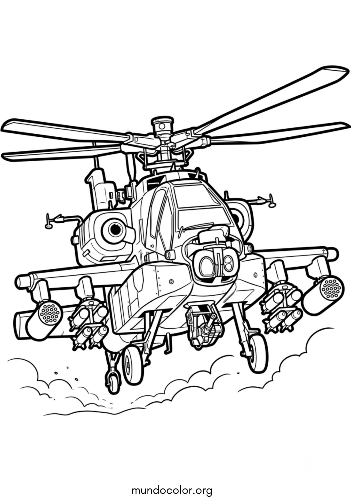Dibujo de Helicóptero Apache AH-64 para colorear