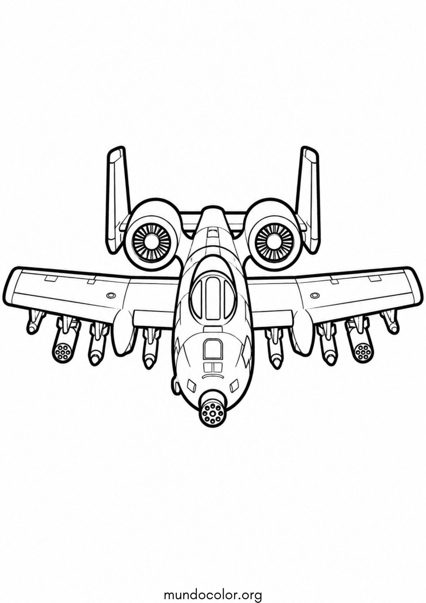 Dibujo de Avión de ataque A-10 Thunderbolt II para imprimir Dibujo de Avión de ataque A-10 Thunderbolt II para colorear