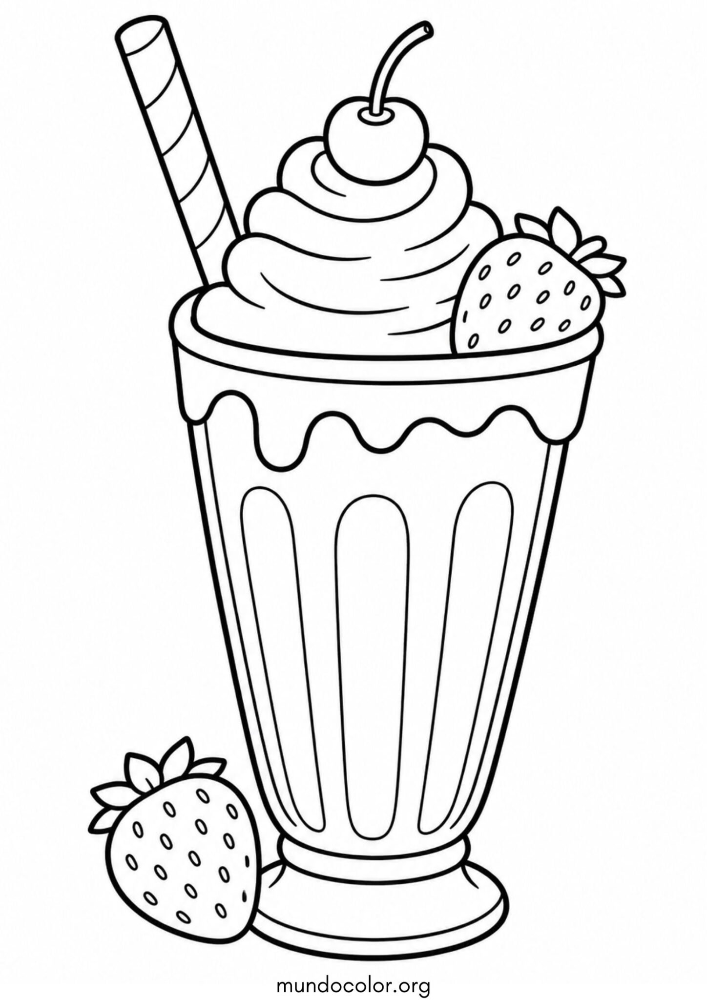 Dibujo de Batido de fresa (Malteada) para colorear