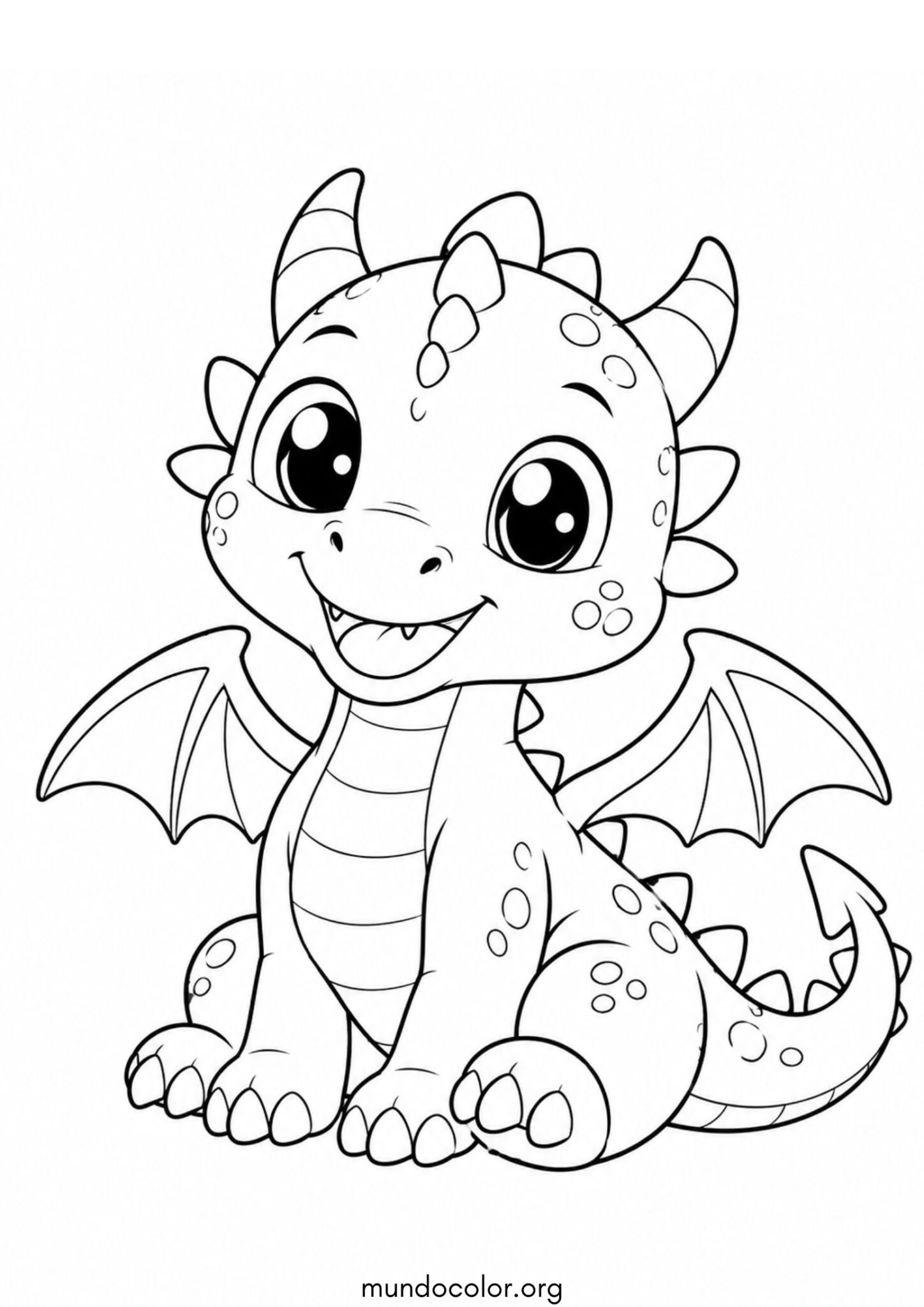 Dibujo de Bebé dragón lindo para colorear