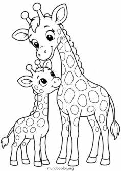 Bebé jirafa con su mamá