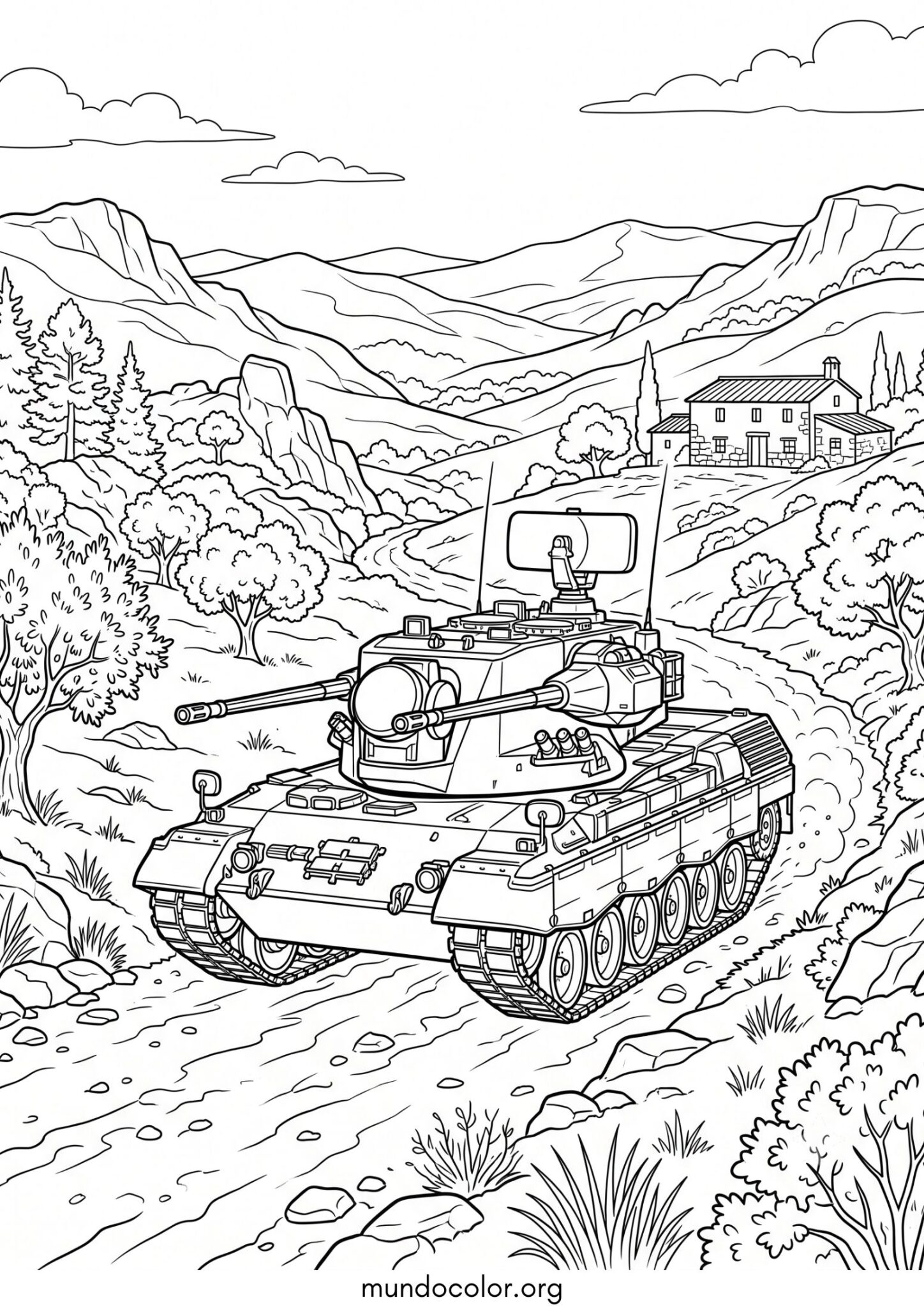 Dibujo de Blindado antiaéreo Gepard moderno para colorear