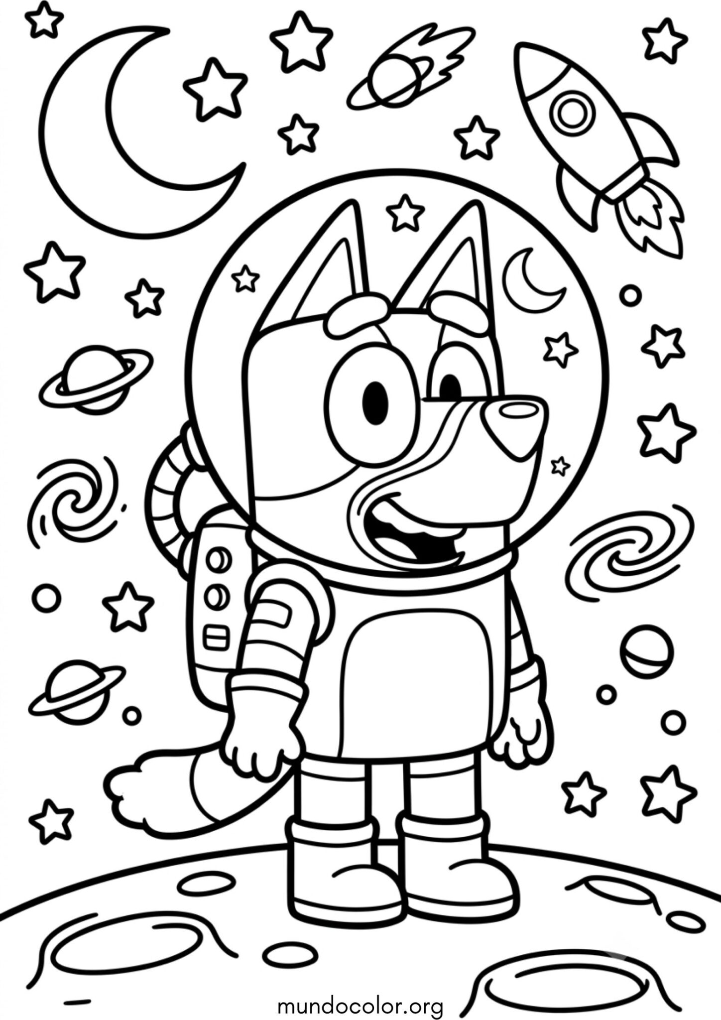 Dibujo de Bluey astronauta para imprimir Dibujo de Bluey astronauta para colorear