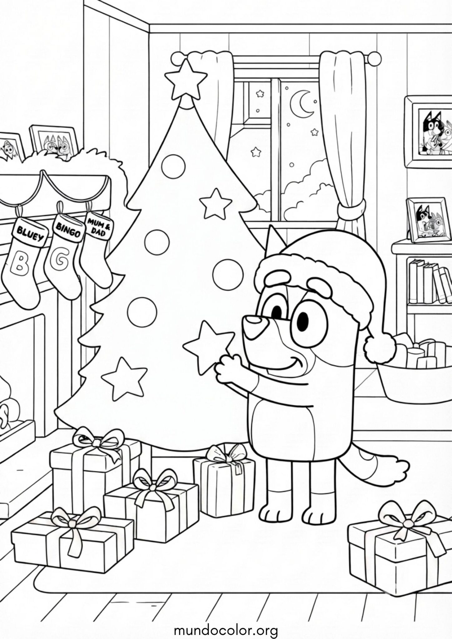 Dibujo de Bluey de Navidad para colorear
