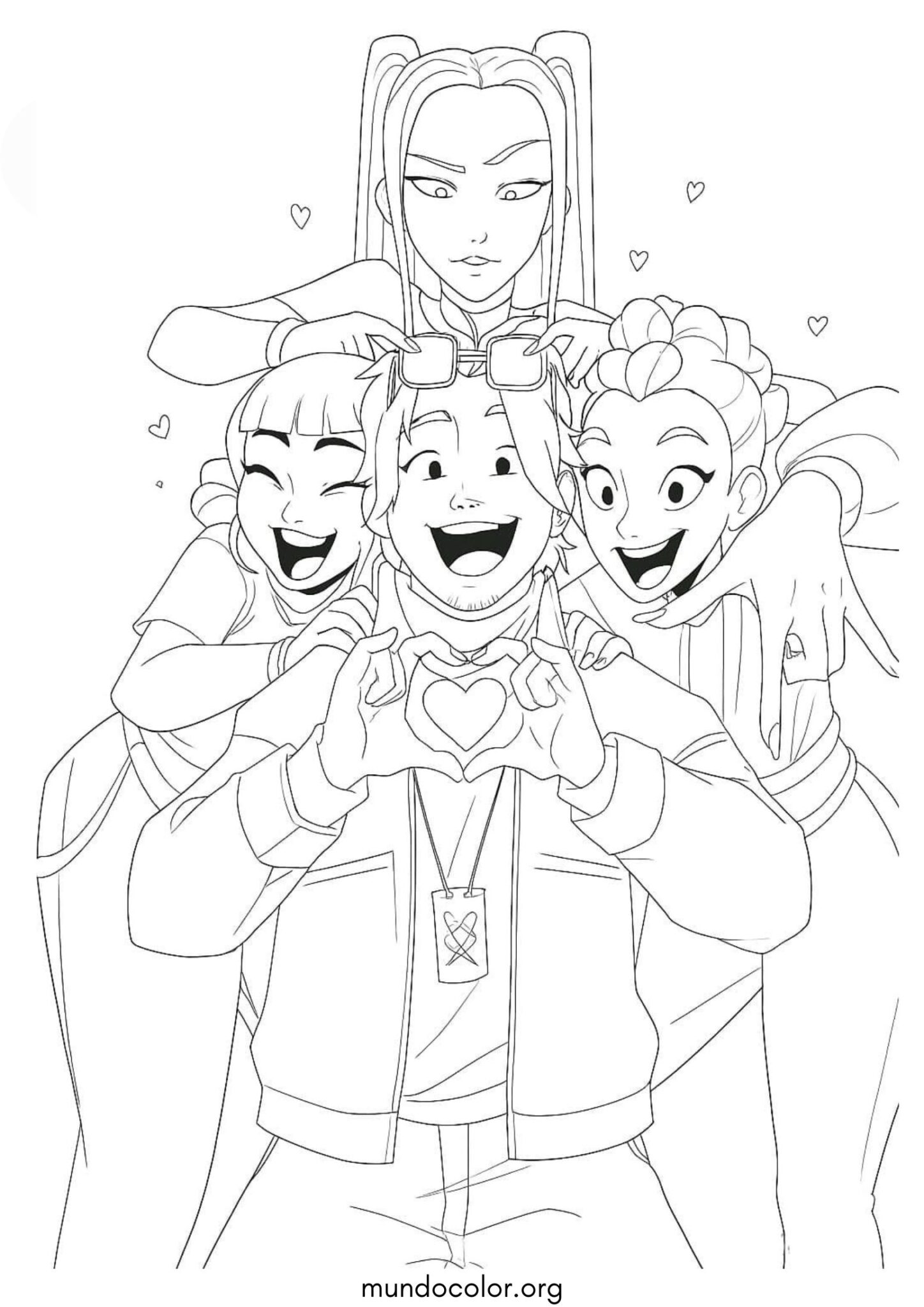 Dibujo de Bobby, Zom, Rumi y Mira (K-Pop: Cazadores de demonios) para colorear