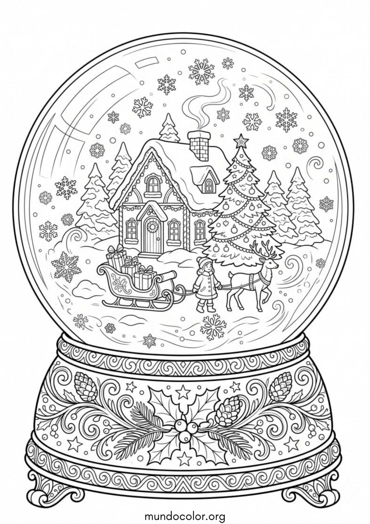 Dibujo de Bola de Navidad de pompones para colorear