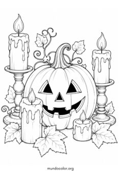 Calabaza de Halloween con velas encendidas