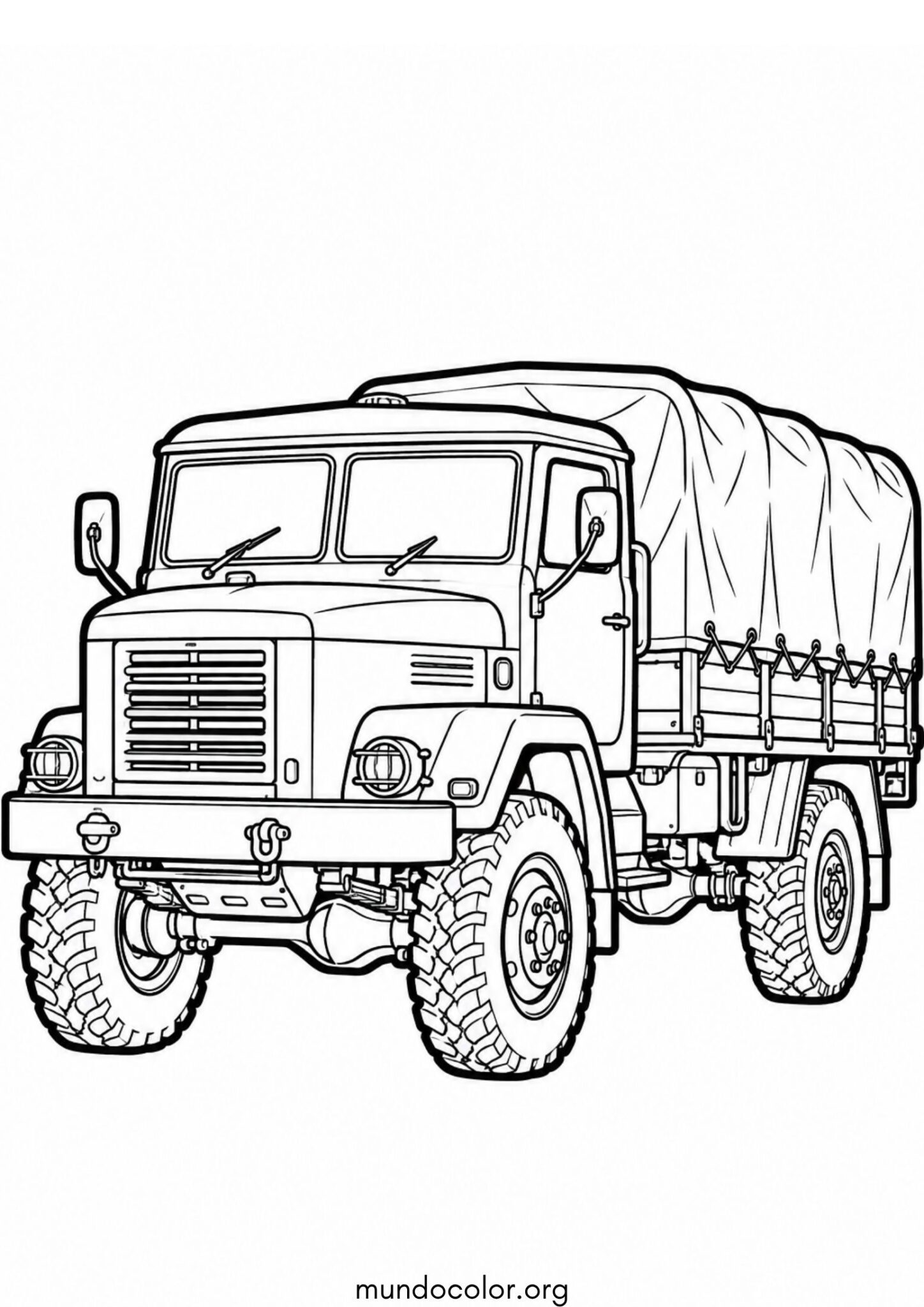 Dibujo de Camión militar de carga con lona para imprimir Dibujo de Camión militar de carga con lona para colorear
