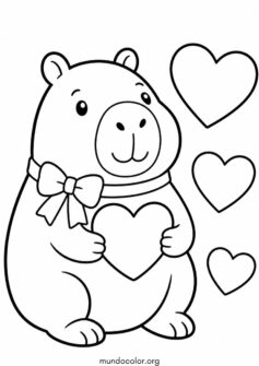 Capibara de San Valentín con corazones