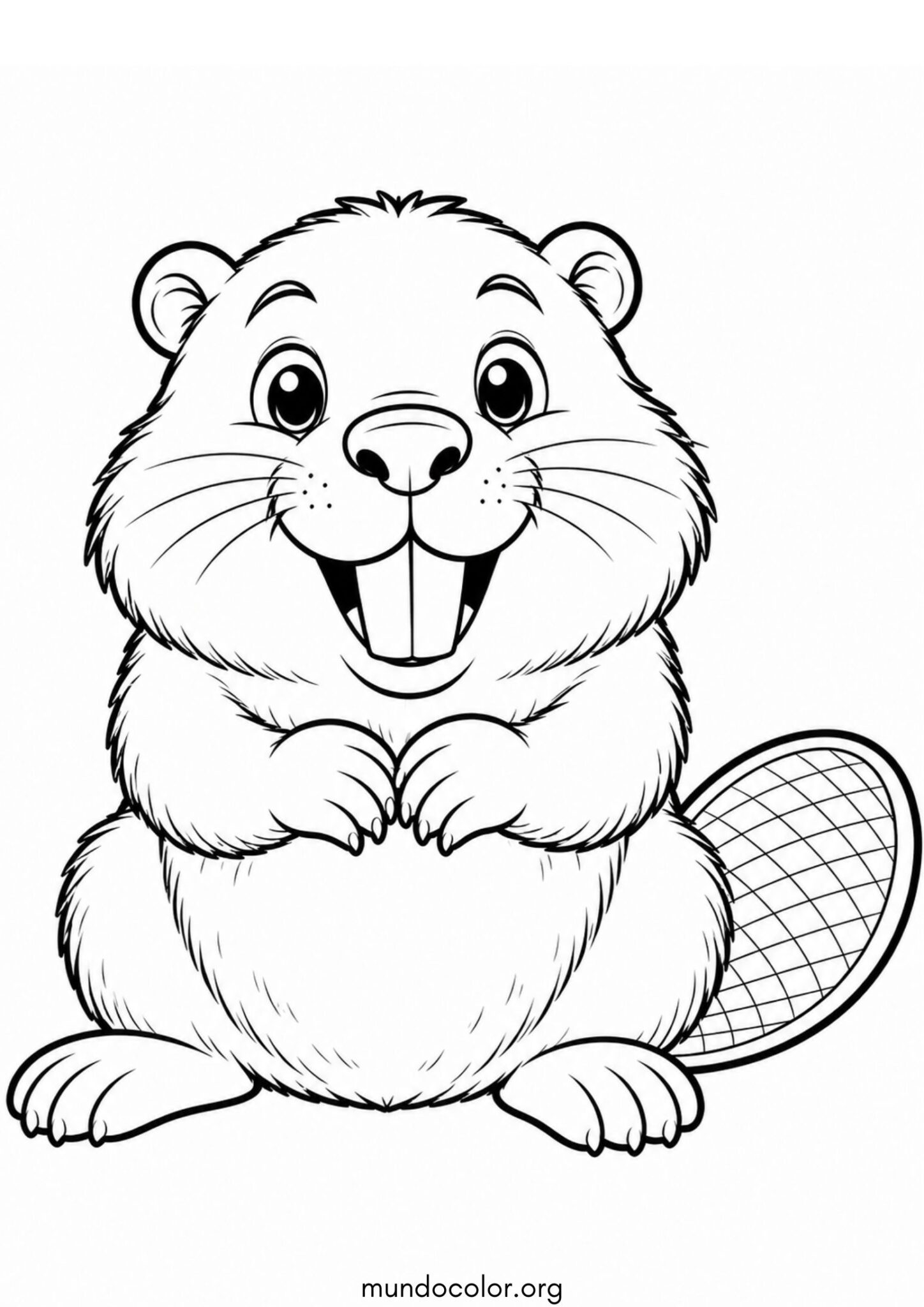 Dibujo de Castor con dientes grandes para colorear