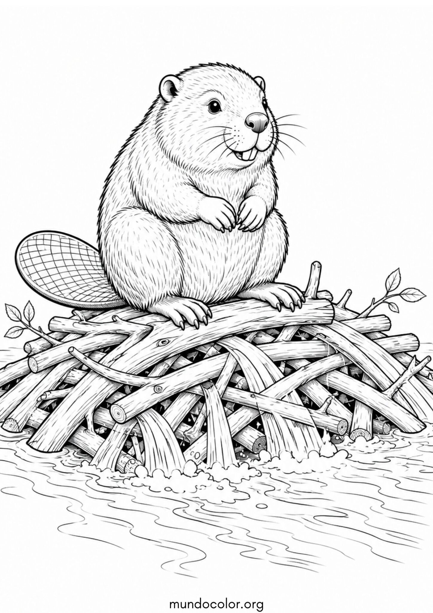 Dibujo de Castor en el dique para colorear