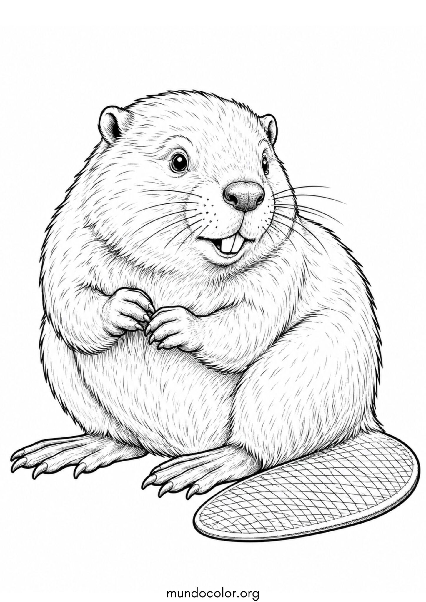 Dibujo de Castor realista para colorear
