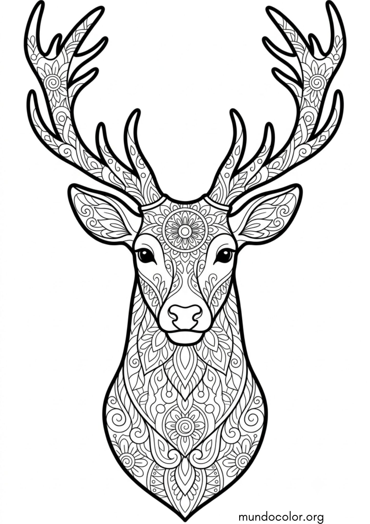 Dibujo de Ciervo antiestrés estilo mandala para colorear