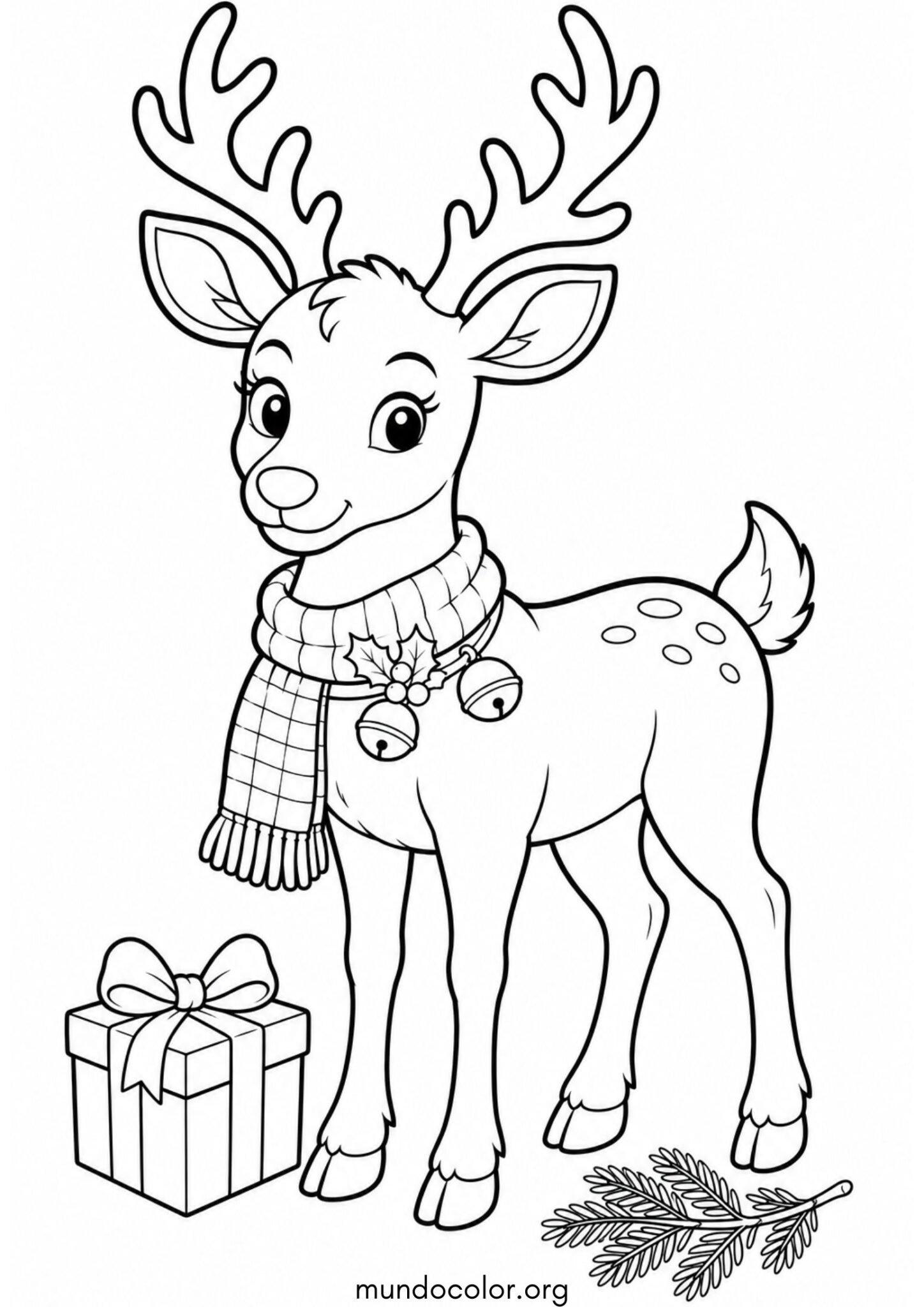 Dibujo de Ciervo de Navidad para imprimir Dibujo de Ciervo de Navidad para colorear