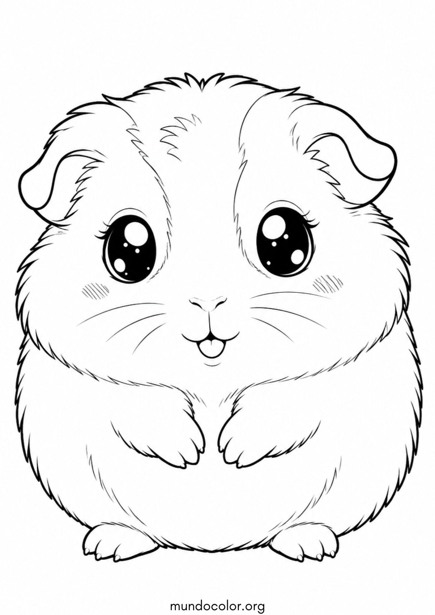 Dibujo de Conejillo de indias kawaii muy tierno para colorear