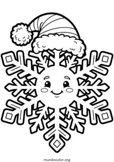 Copo de nieve con gorro navideño