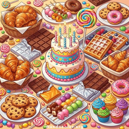 Розмальовки Dulces y Postres 🍧🍡🍩