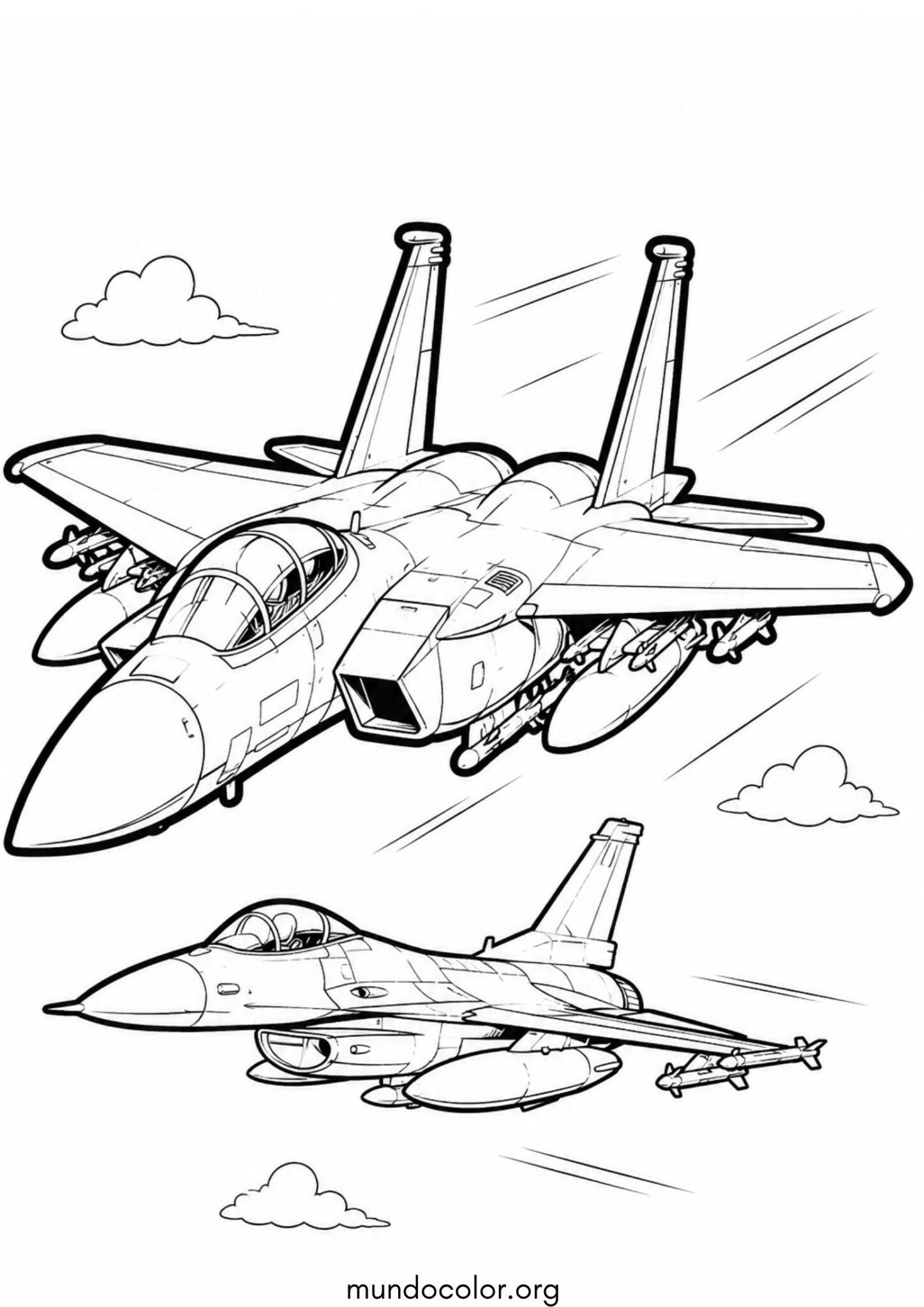 Dibujo de Dos aviones de guerra en pleno vuelo para imprimir Dibujo de Dos aviones de guerra en pleno vuelo para colorear