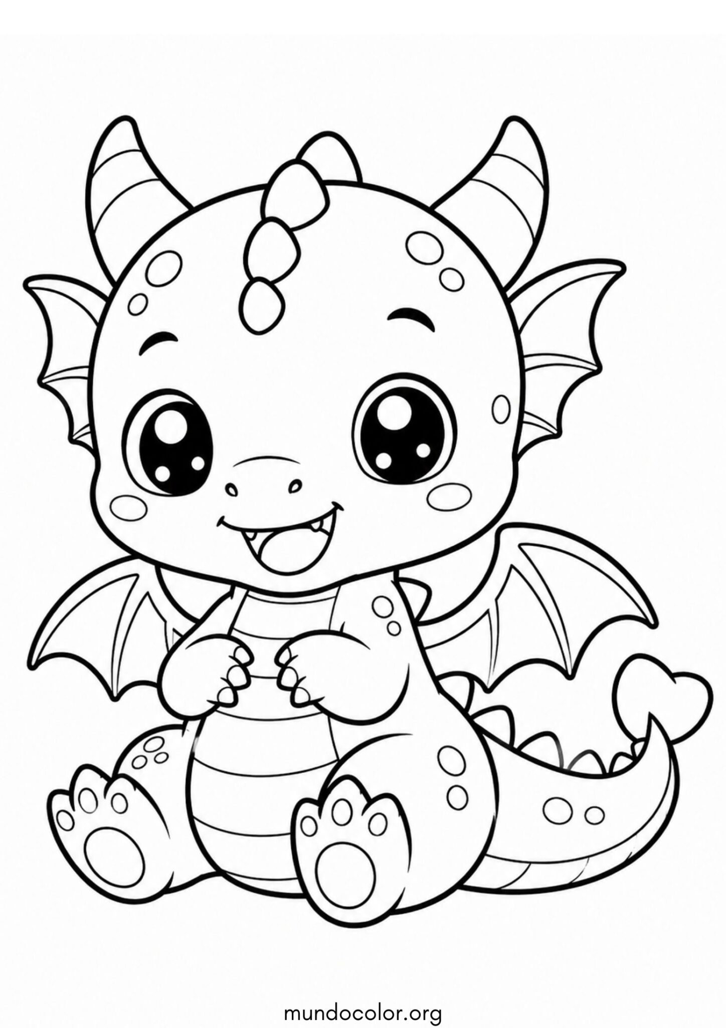 Dibujo de Dragón kawaii para colorear