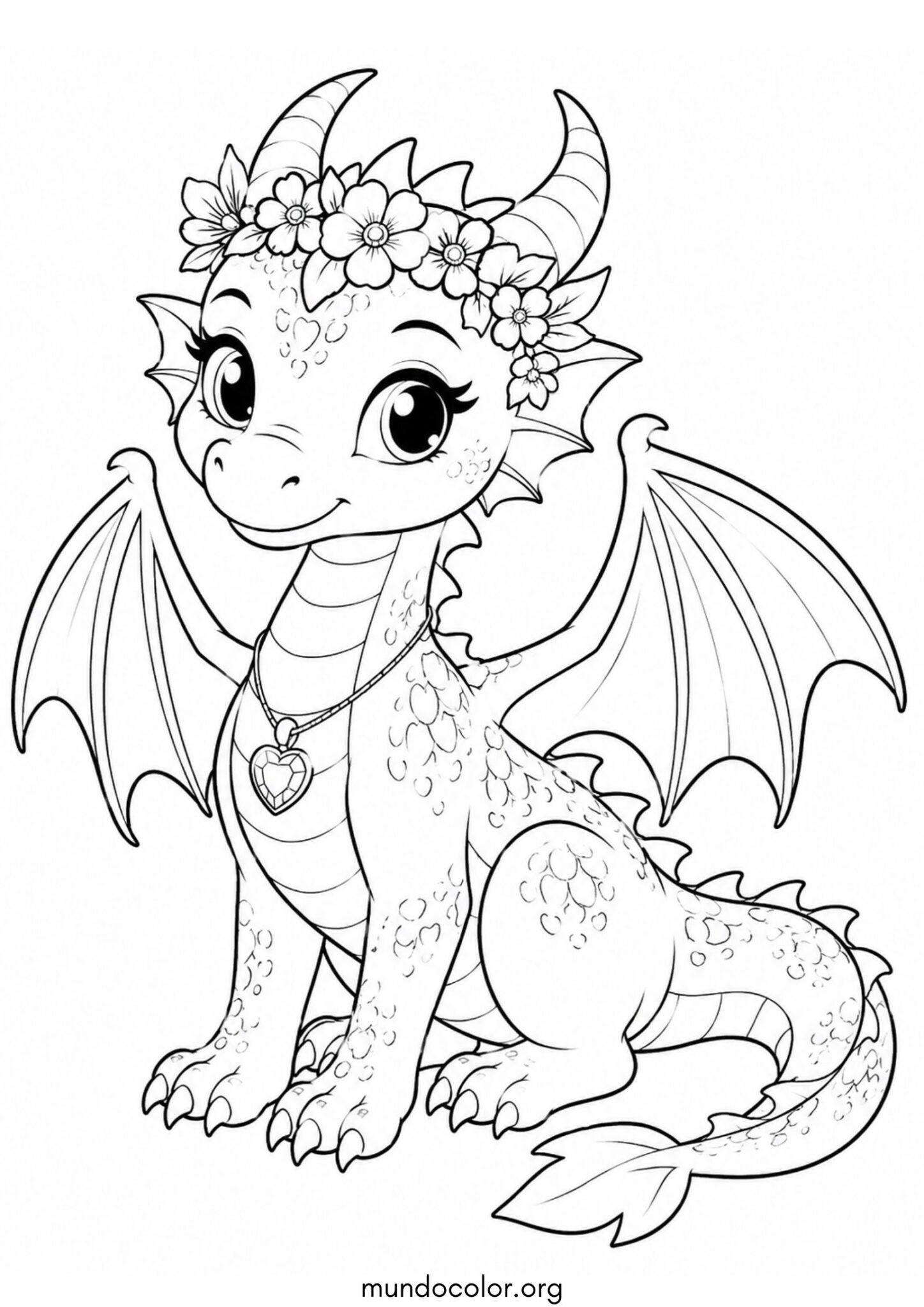 Dibujo de Dragona linda para colorear