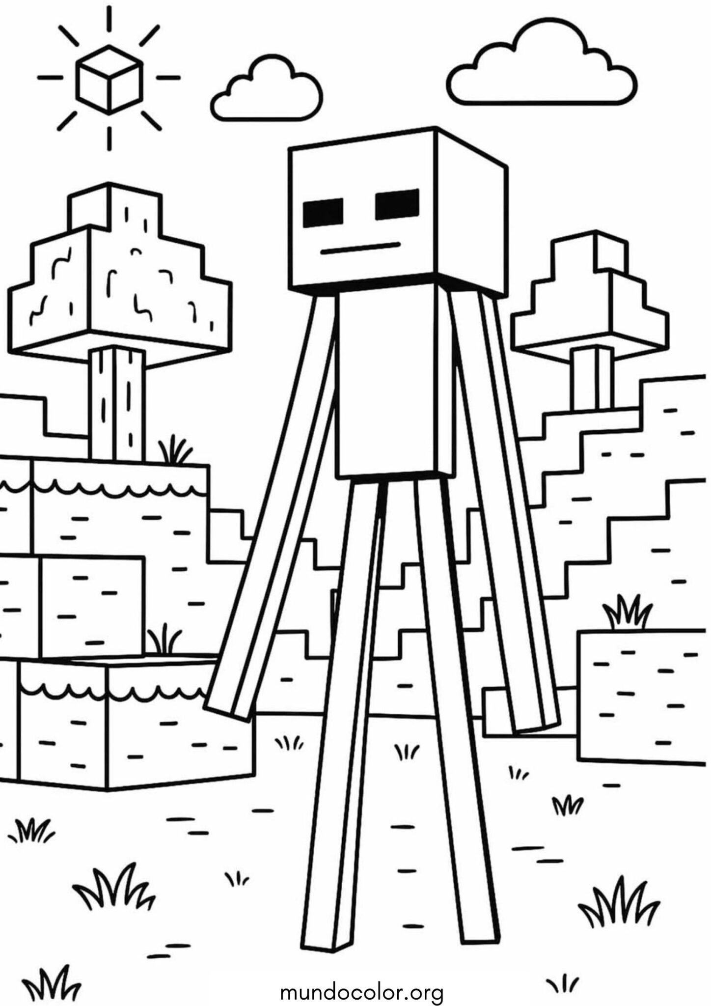 Dibujo de Enderman de Minecraft para colorear