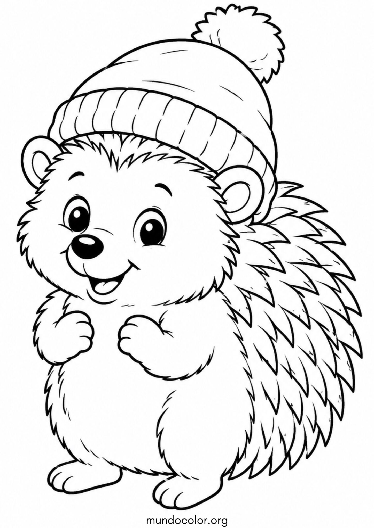 Dibujo de Erizo con un gorrito para colorear