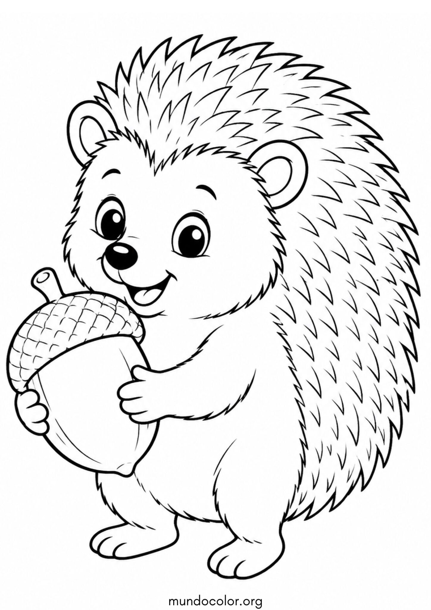 Dibujo de Erizo con una bellota para colorear