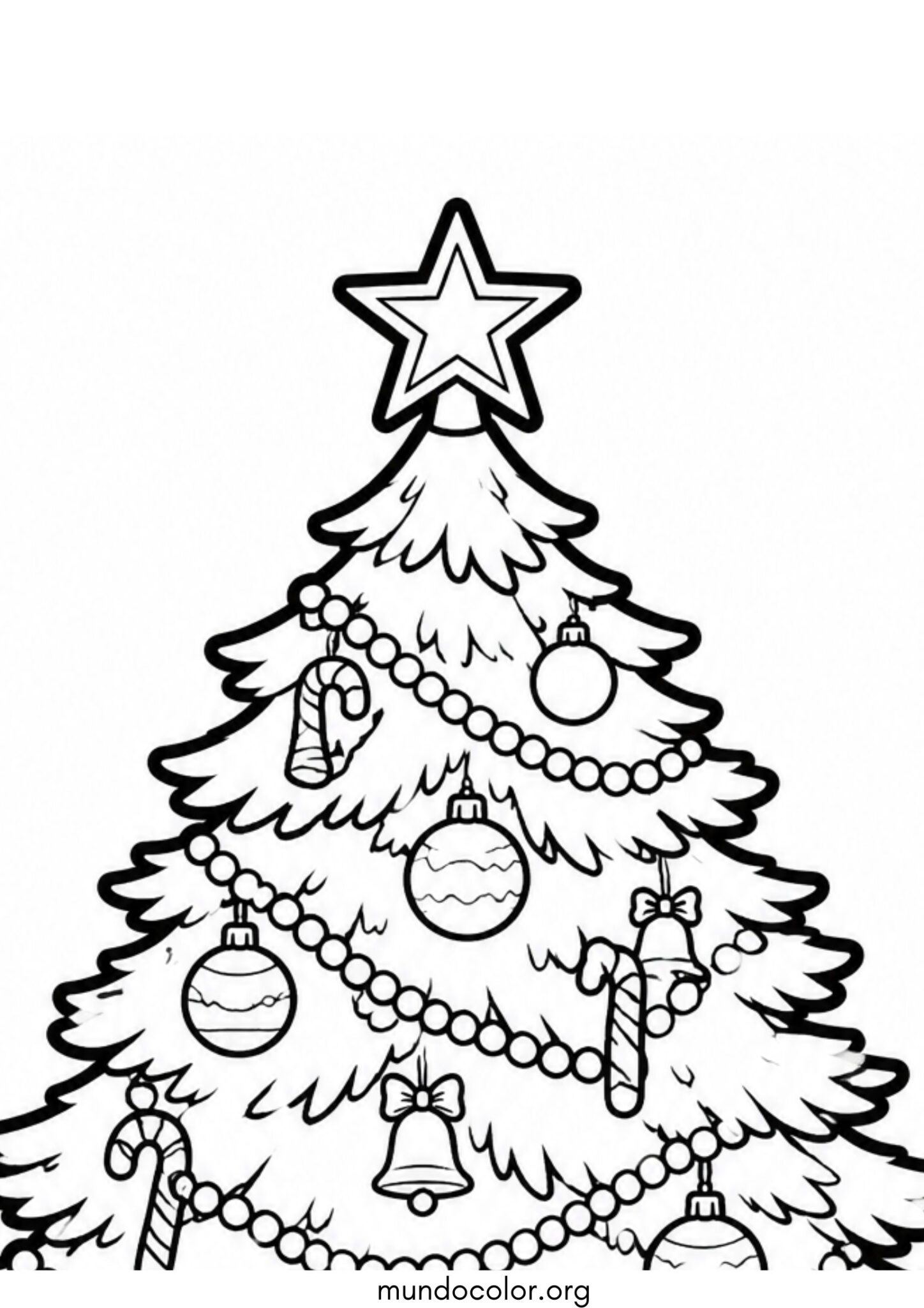 Dibujo de Estrella navideña en la punta del árbol para colorear