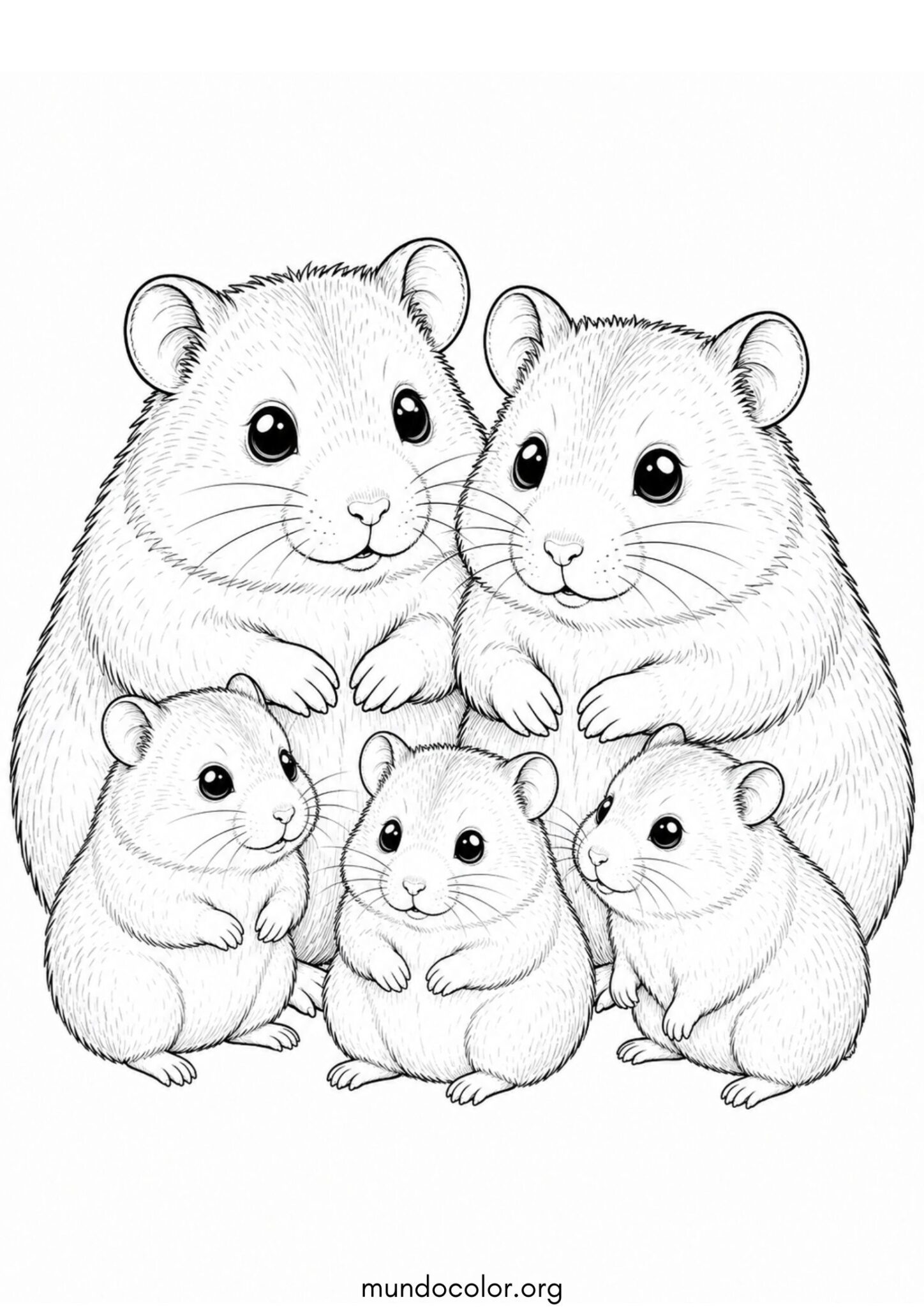 Dibujo de Familia de hámsteres para colorear