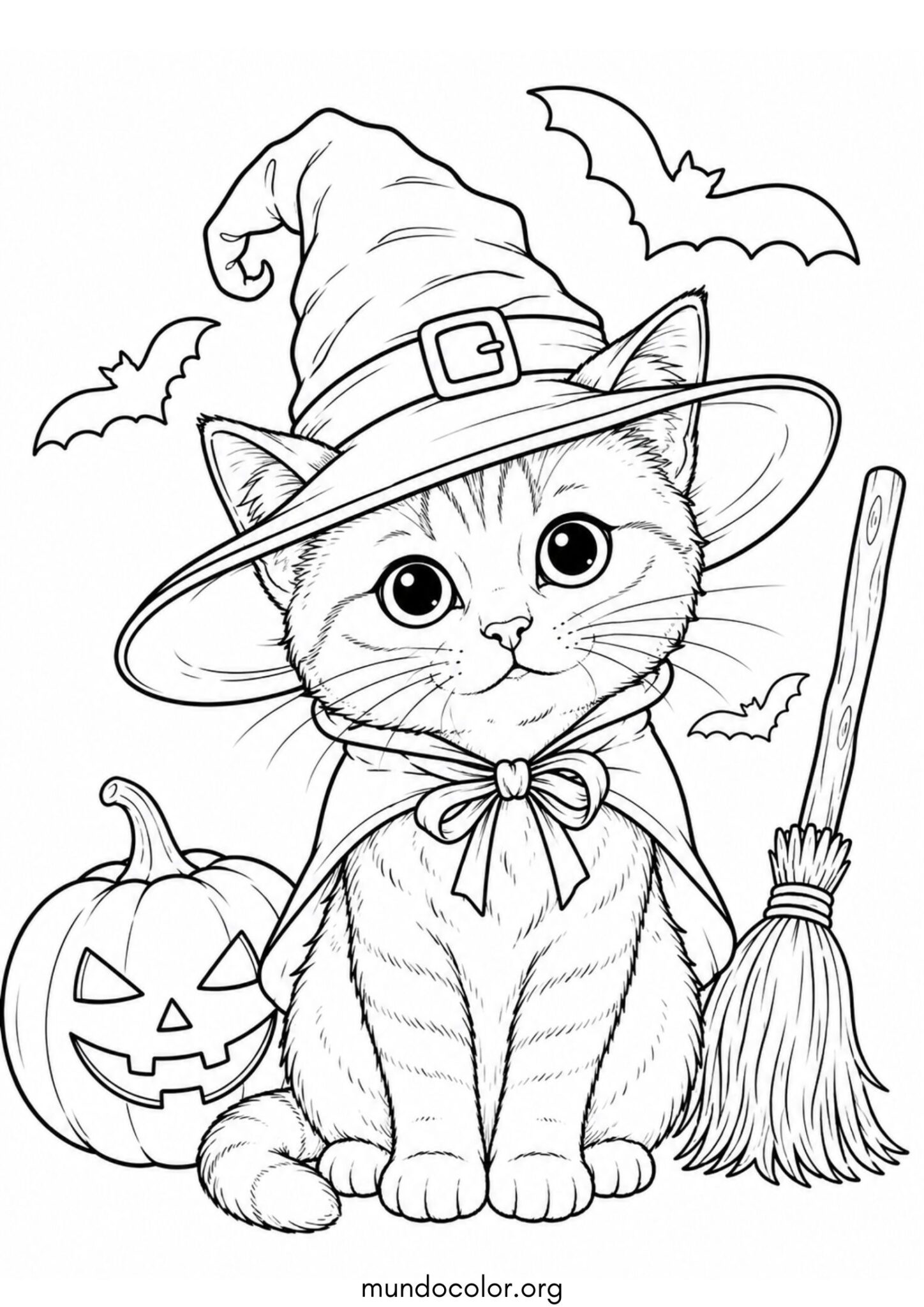 Dibujo de Gato de Halloween para imprimir Dibujo de Gato de Halloween para colorear