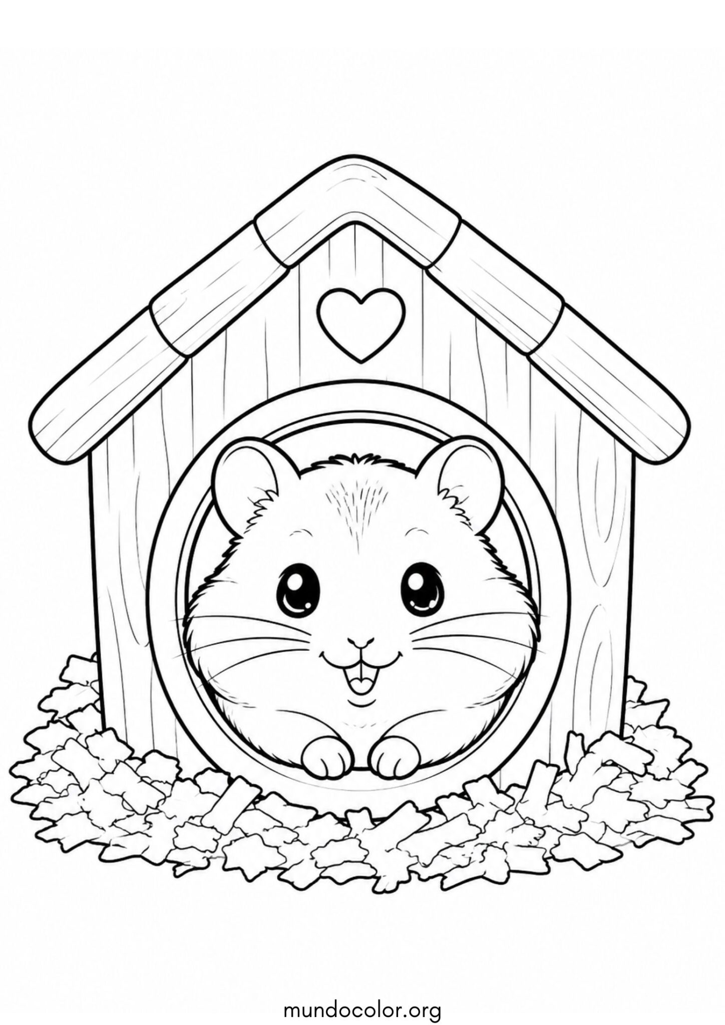 Dibujo de Hámster en su casita para colorear