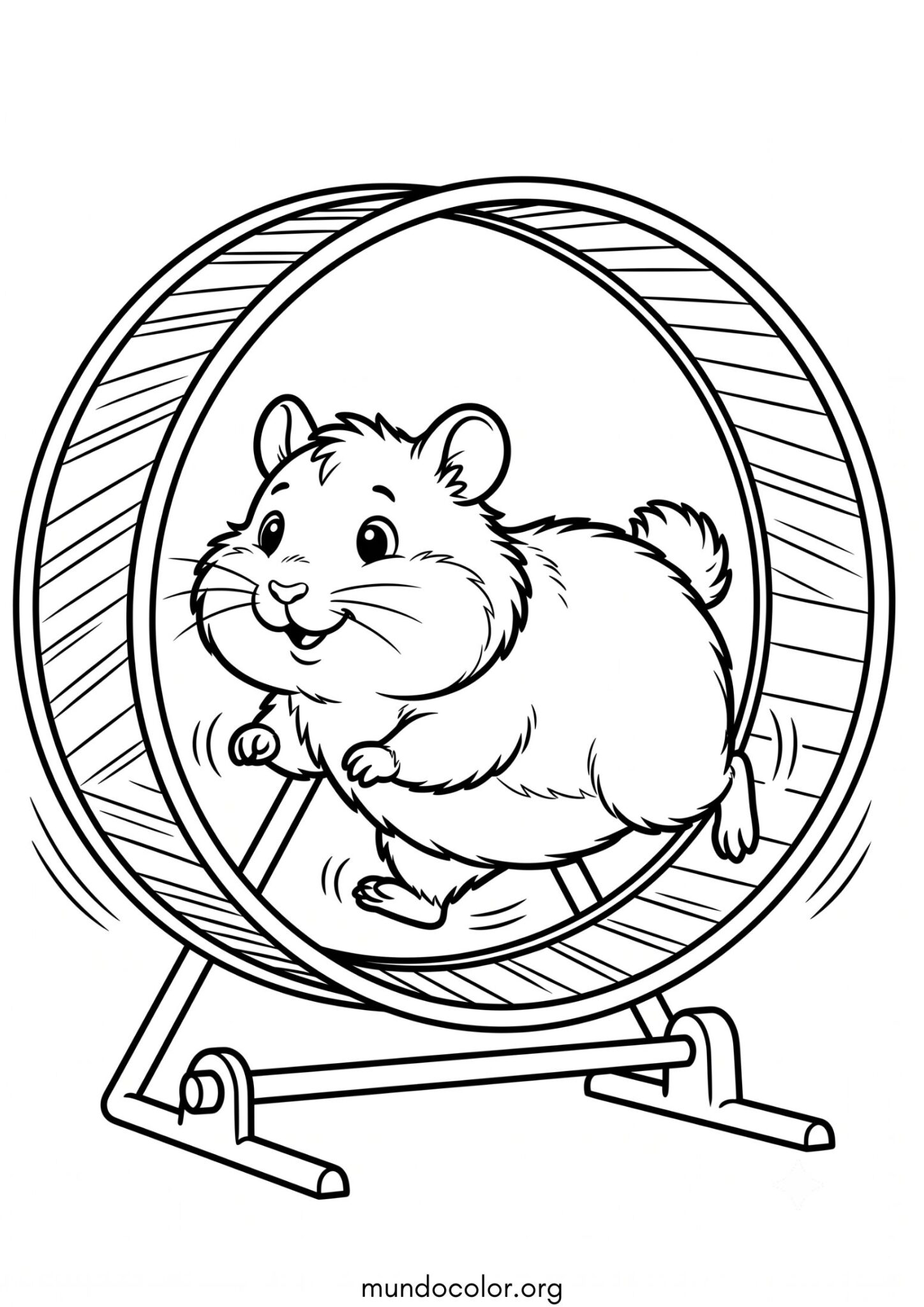 Dibujo de Hámster en su rueda corredera para colorear