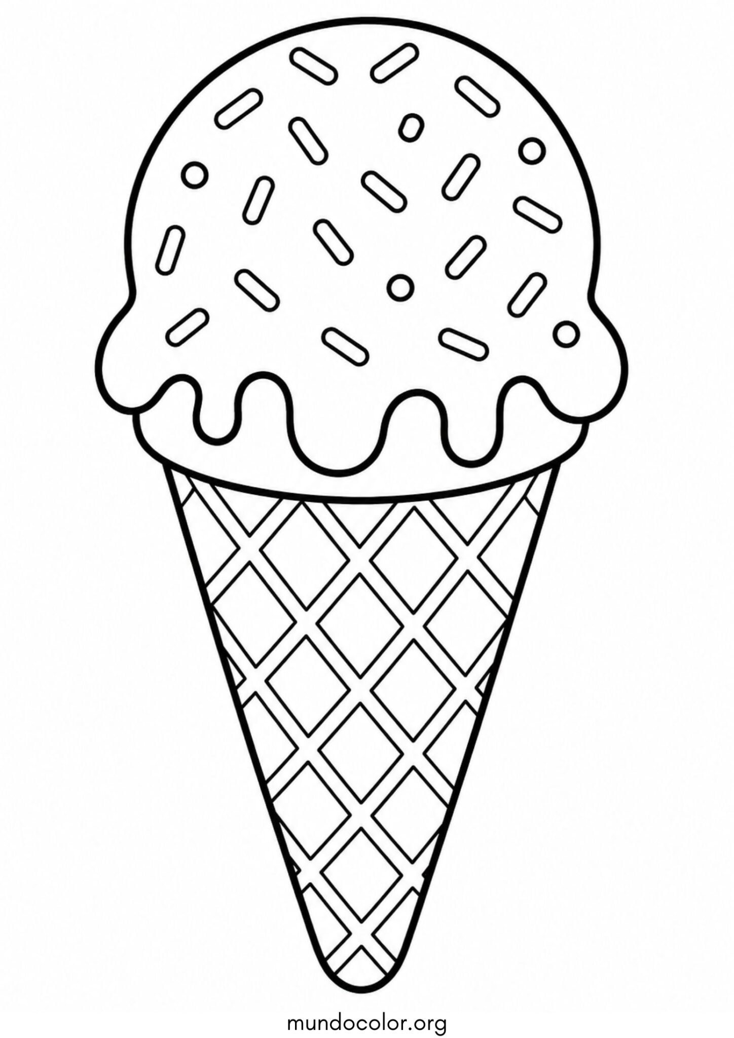 Dibujo de Helado con chispas de colores para colorear