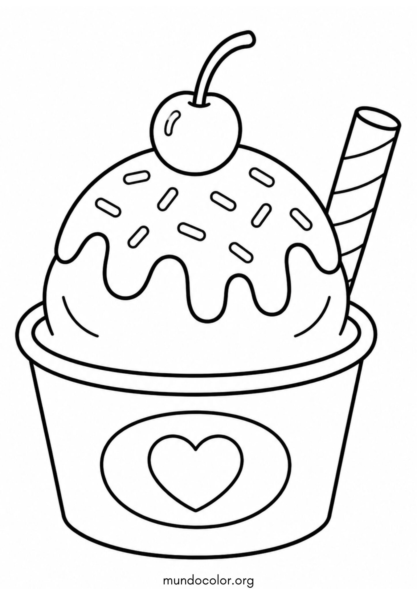 Dibujo de Helado en vasito para colorear
