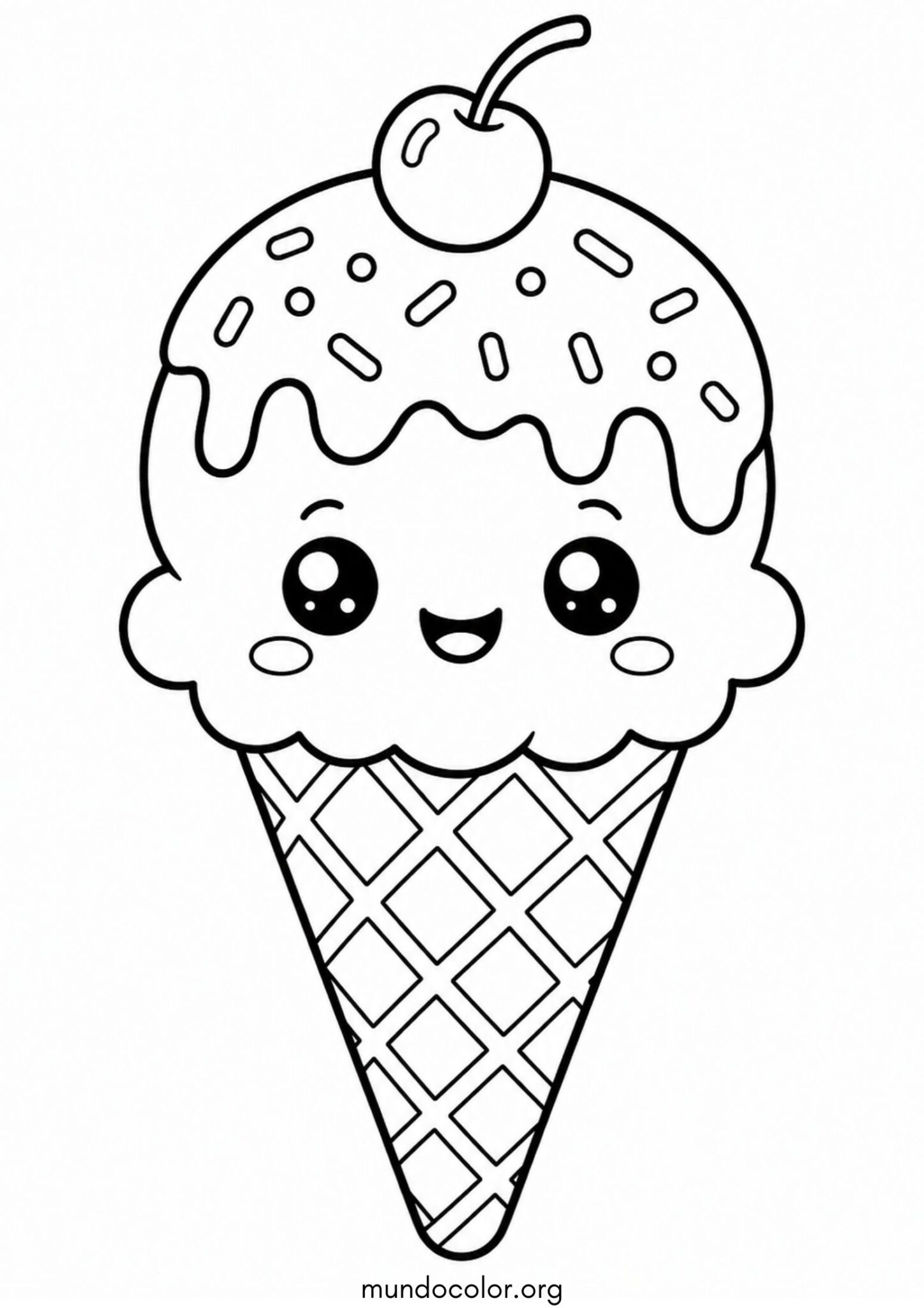 Dibujo de Helado kawaii para colorear