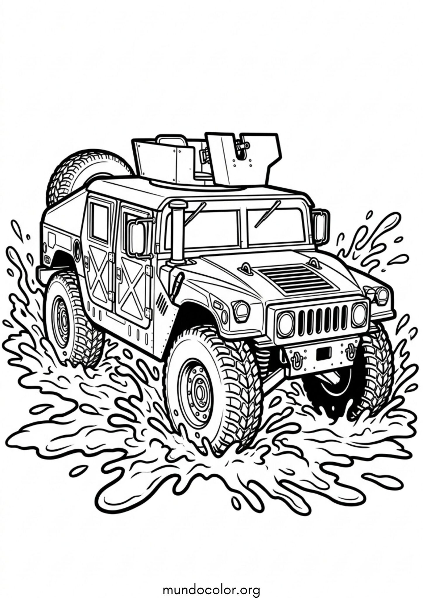 Dibujo de Humvee militar en el barro para imprimir Dibujo de Humvee militar en el barro para colorear