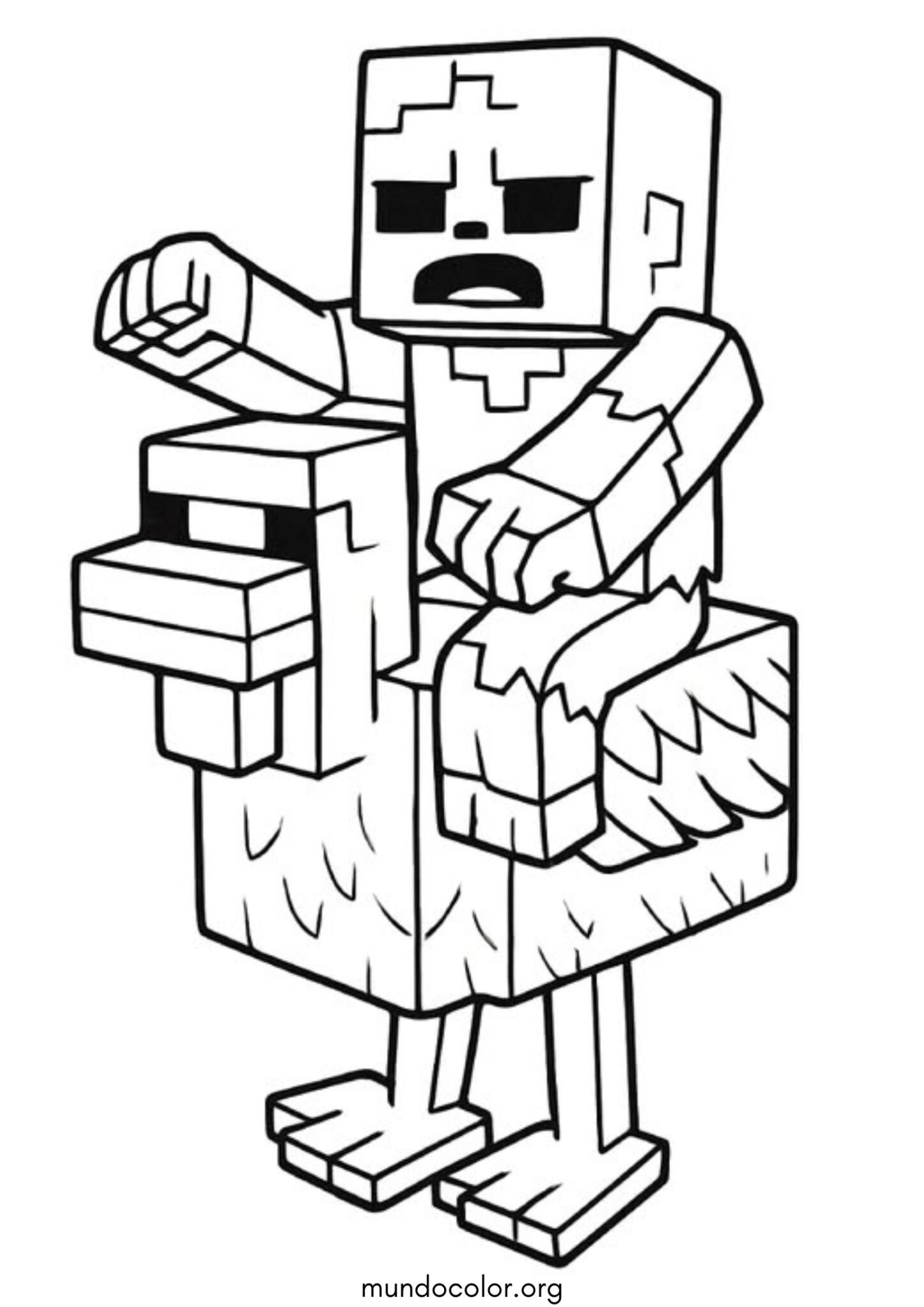 Dibujo de Jinete avícola de Minecraft para colorear