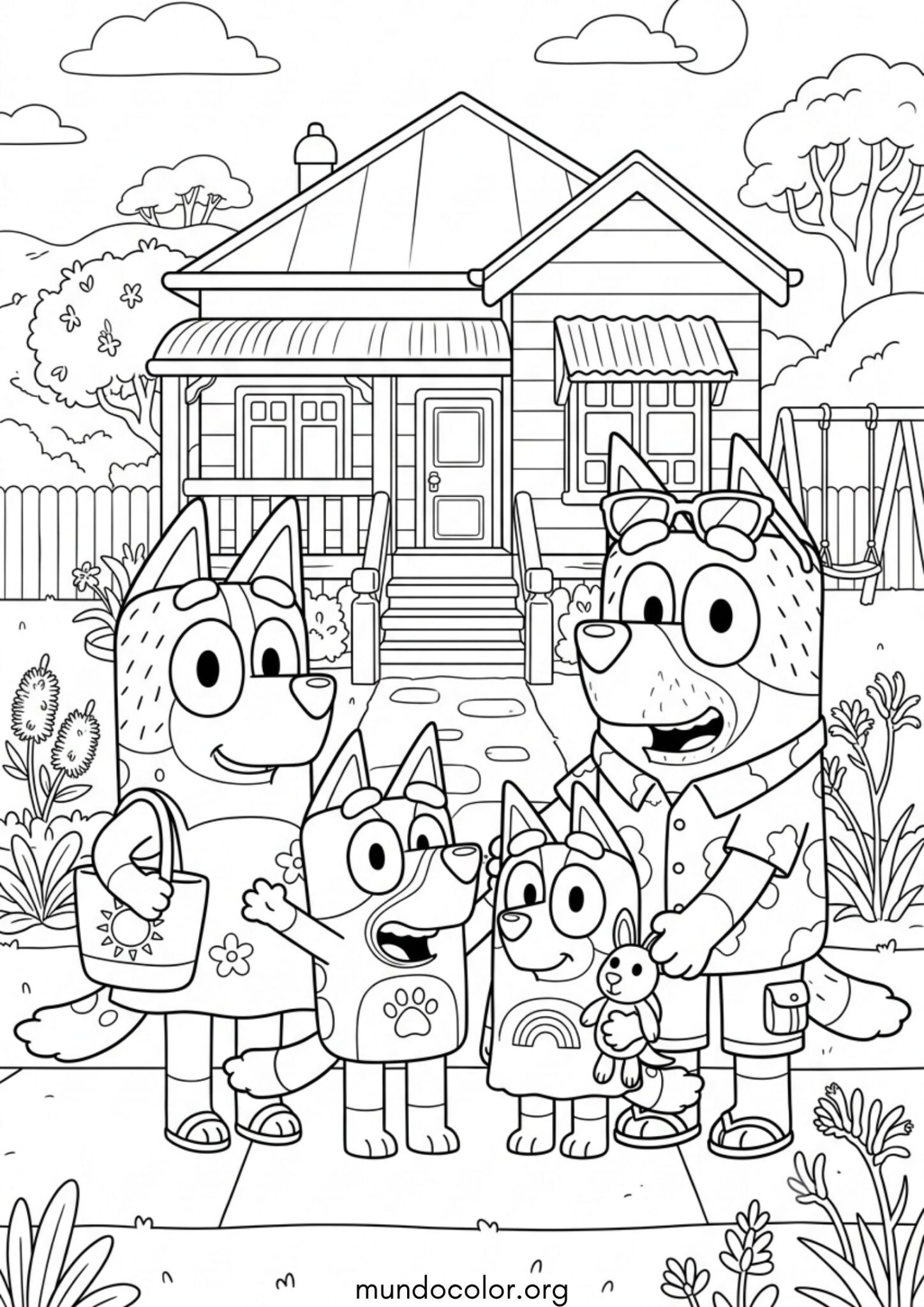 Dibujo de La familia Heeler de Bluey para imprimir Dibujo de La familia Heeler de Bluey para colorear