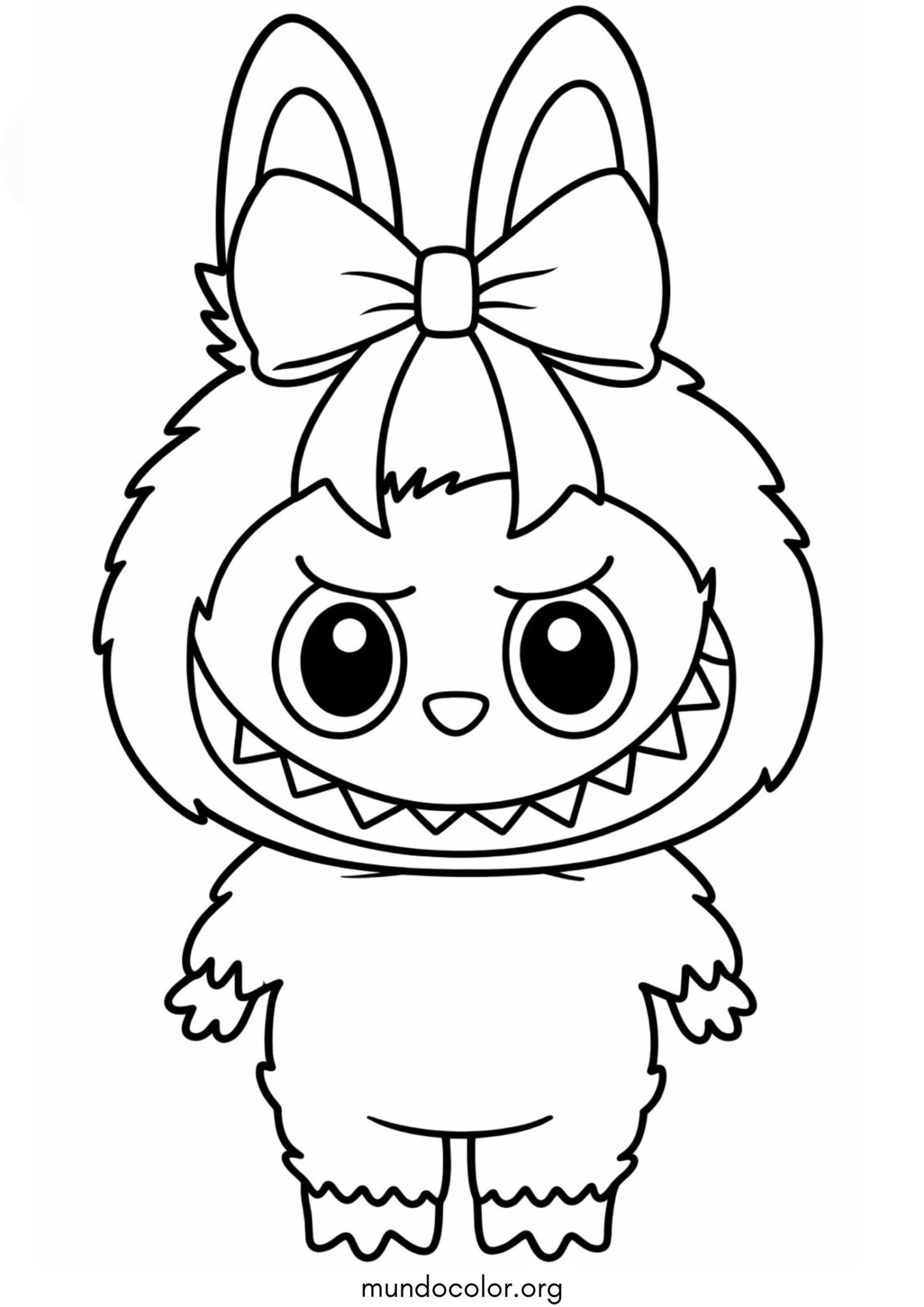 Dibujo de Labubu con un lazo para imprimir Dibujo de Labubu con un lazo para colorear