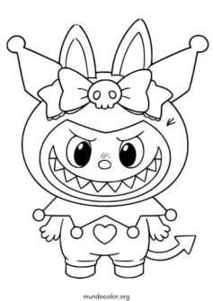Labubu disfrazado de Kuromi