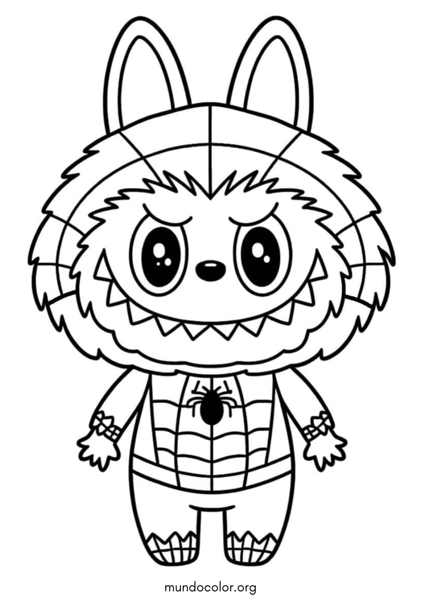 Dibujo de Labubu disfrazado de Spider-Man para imprimir Dibujo de Labubu disfrazado de Spider-Man para colorear