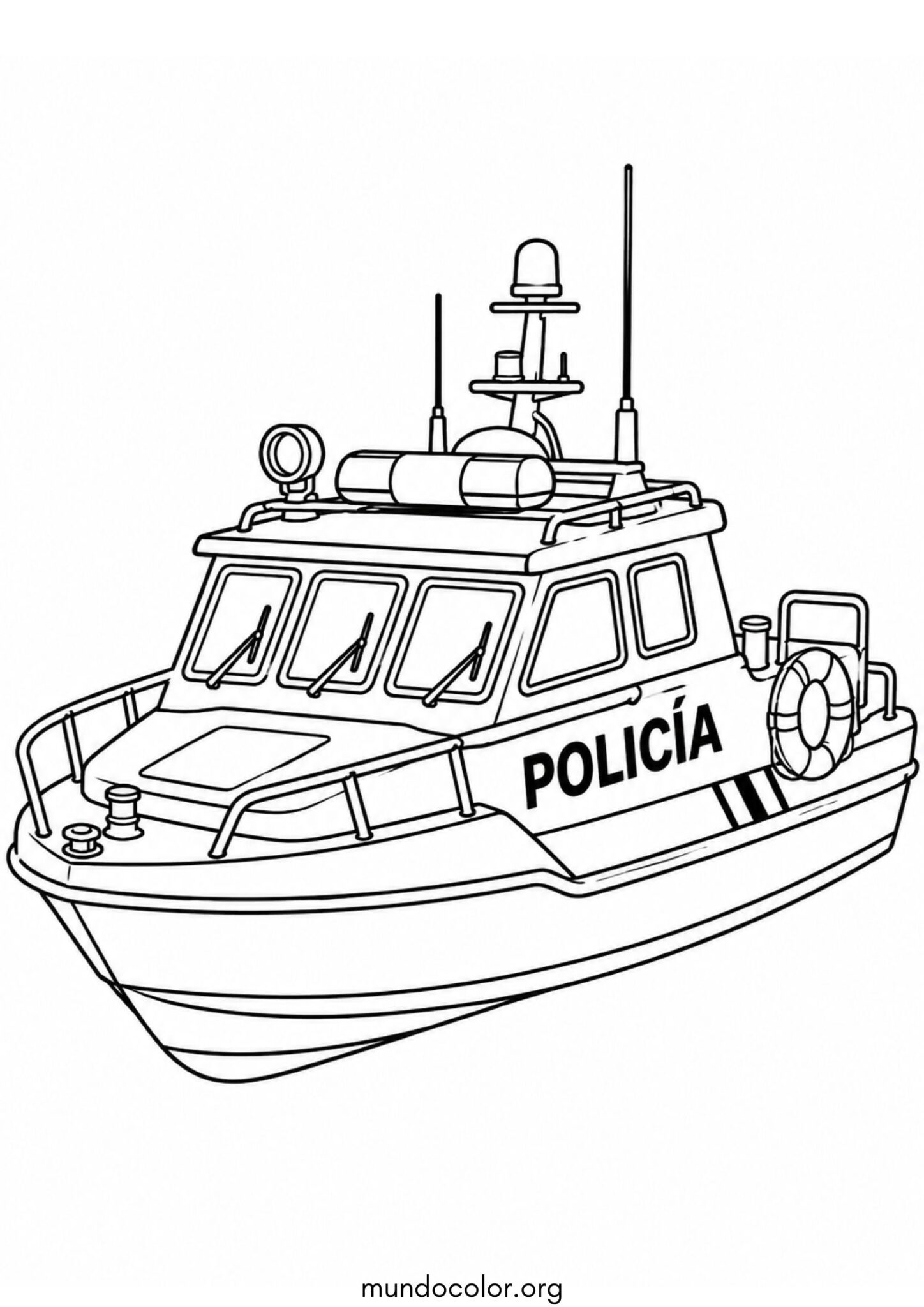 Dibujo de Lancha de policía para imprimir Dibujo de Lancha de policía para colorear