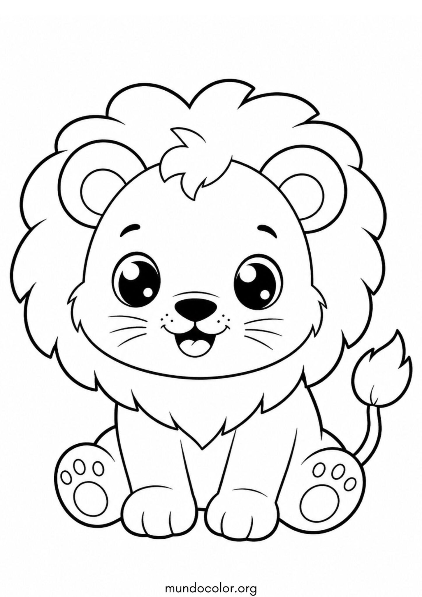 Dibujo de León kawaii para colorear