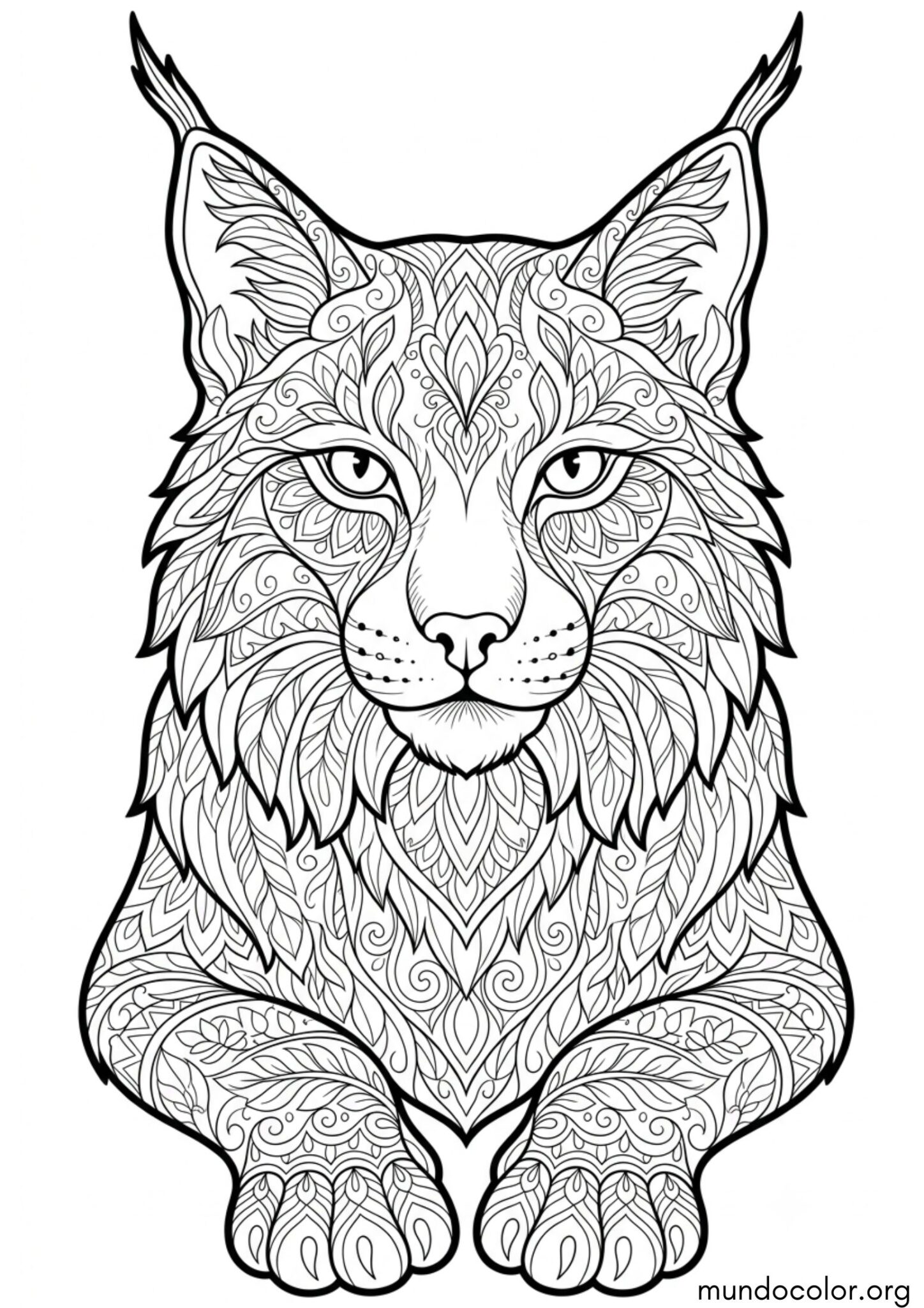 Dibujo de Lince mandala para imprimir Dibujo de Lince mandala para colorear