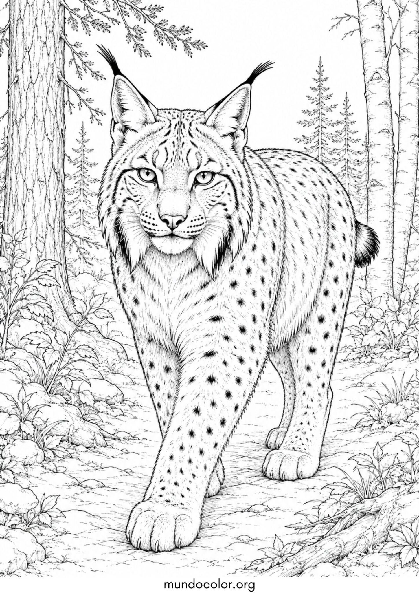 Dibujo de Lince realista para imprimir Dibujo de Lince realista para colorear