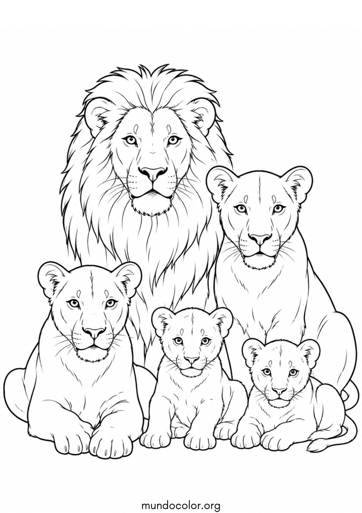 Dibujo de Manada de leones para colorear